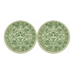Green Maya Calendar Print Car Coasters