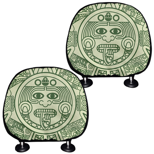Green Maya Calendar Print Car Headrest Covers