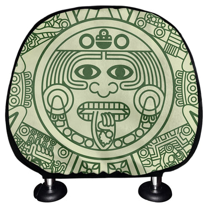Green Maya Calendar Print Car Headrest Covers