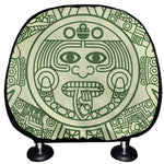 Green Maya Calendar Print Car Headrest Covers