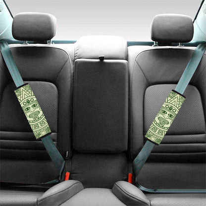 Green Maya Calendar Print Car Seat Belt Covers
