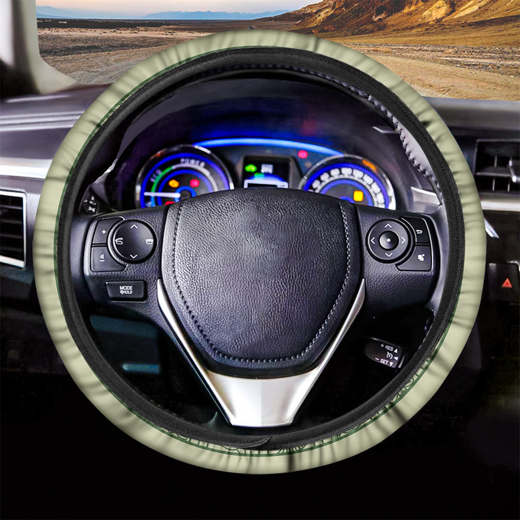 Green Maya Calendar Print Car Steering Wheel Cover