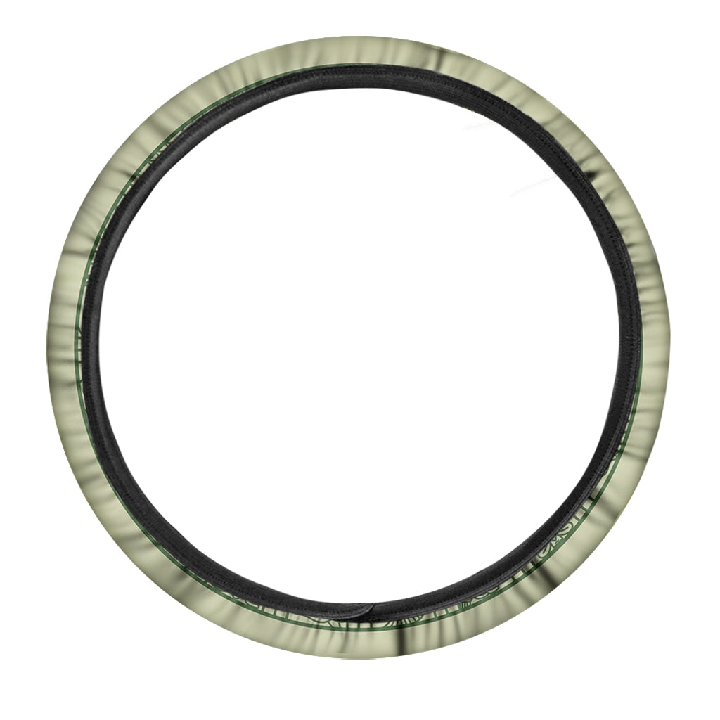 Green Maya Calendar Print Car Steering Wheel Cover