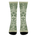Green Maya Calendar Print Crew Socks