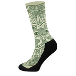 Green Maya Calendar Print Crew Socks