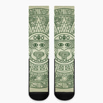 Green Maya Calendar Print Crew Socks