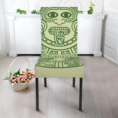 Green Maya Calendar Print Dining Chair Slipcover