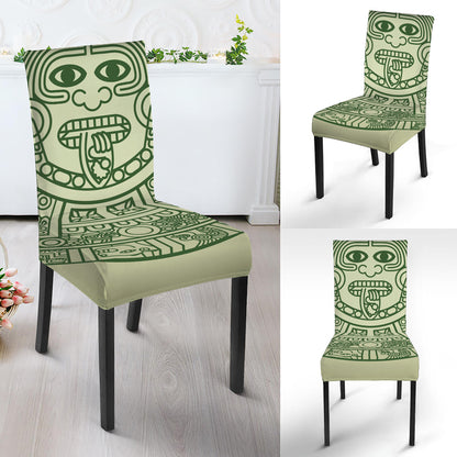 Green Maya Calendar Print Dining Chair Slipcover