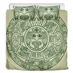 Green Maya Calendar Print Duvet Cover Bedding Set