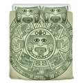 Green Maya Calendar Print Duvet Cover Bedding Set