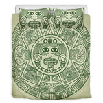 Green Maya Calendar Print Duvet Cover Bedding Set