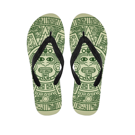 Green Maya Calendar Print Flip Flops