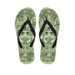Green Maya Calendar Print Flip Flops