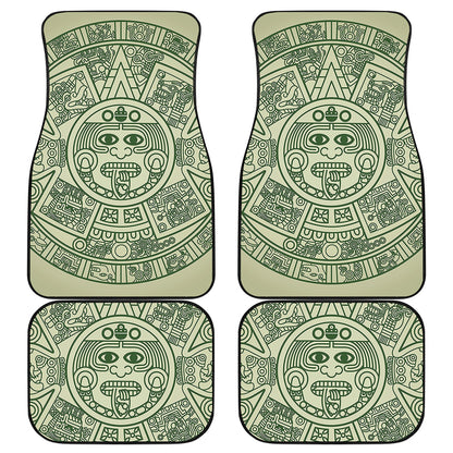 Green Maya Calendar Print Front and Back Car Floor Mats