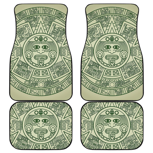 Green Maya Calendar Print Front and Back Car Floor Mats
