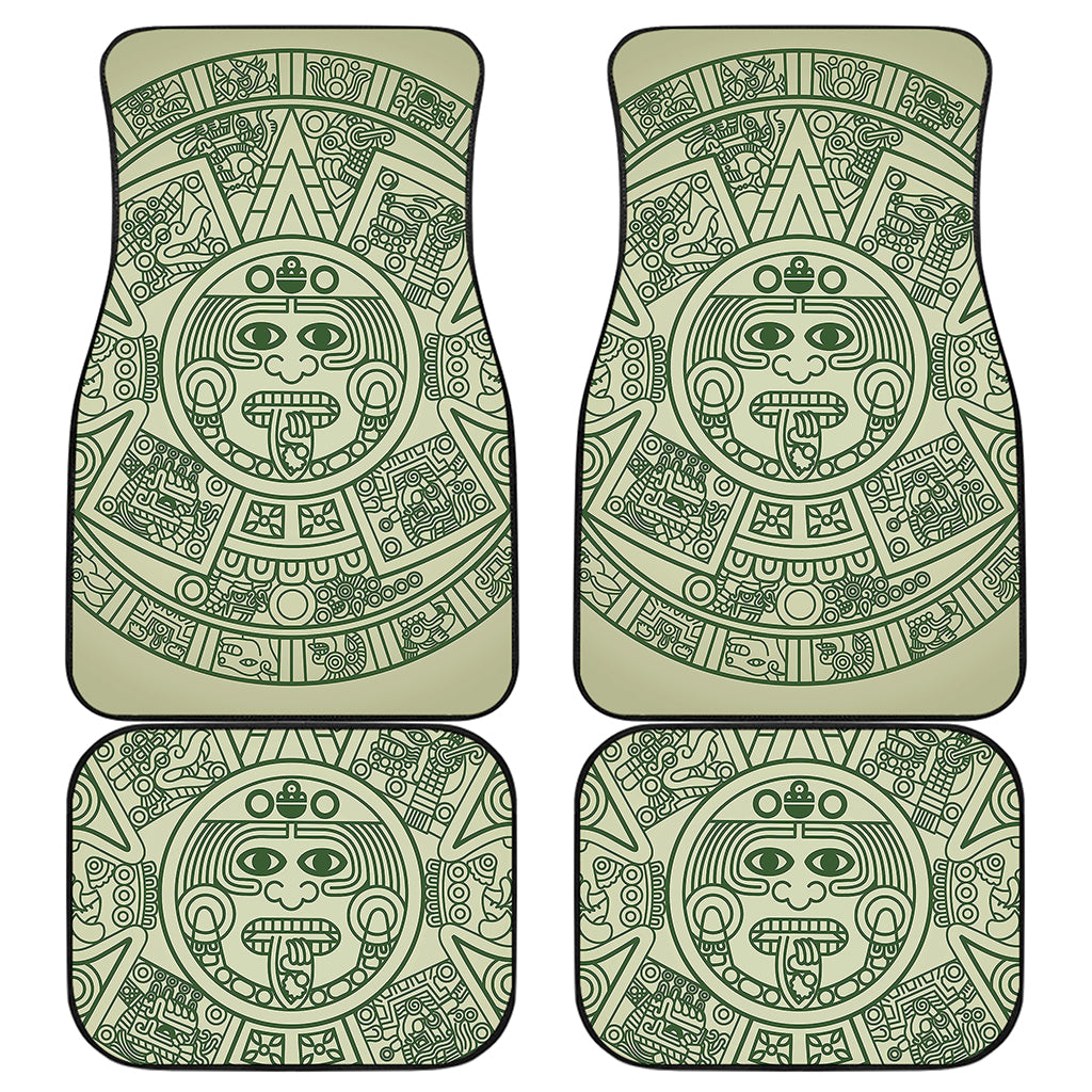 Green Maya Calendar Print Front and Back Car Floor Mats