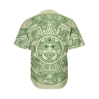 Green Maya Calendar Print Men's Baseball Jersey