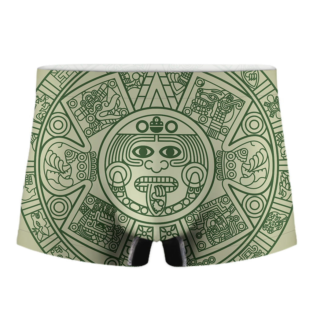 Green Maya Calendar Print Men's Boxer Briefs