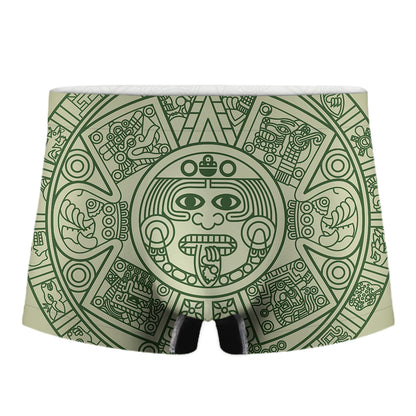 Green Maya Calendar Print Men's Boxer Briefs