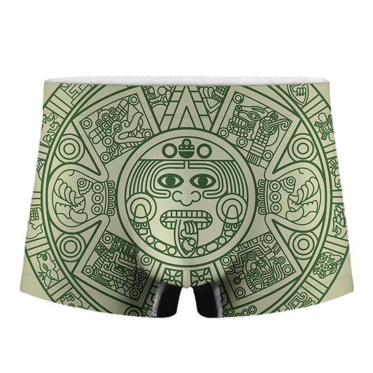 Green Maya Calendar Print Men's Boxer Briefs