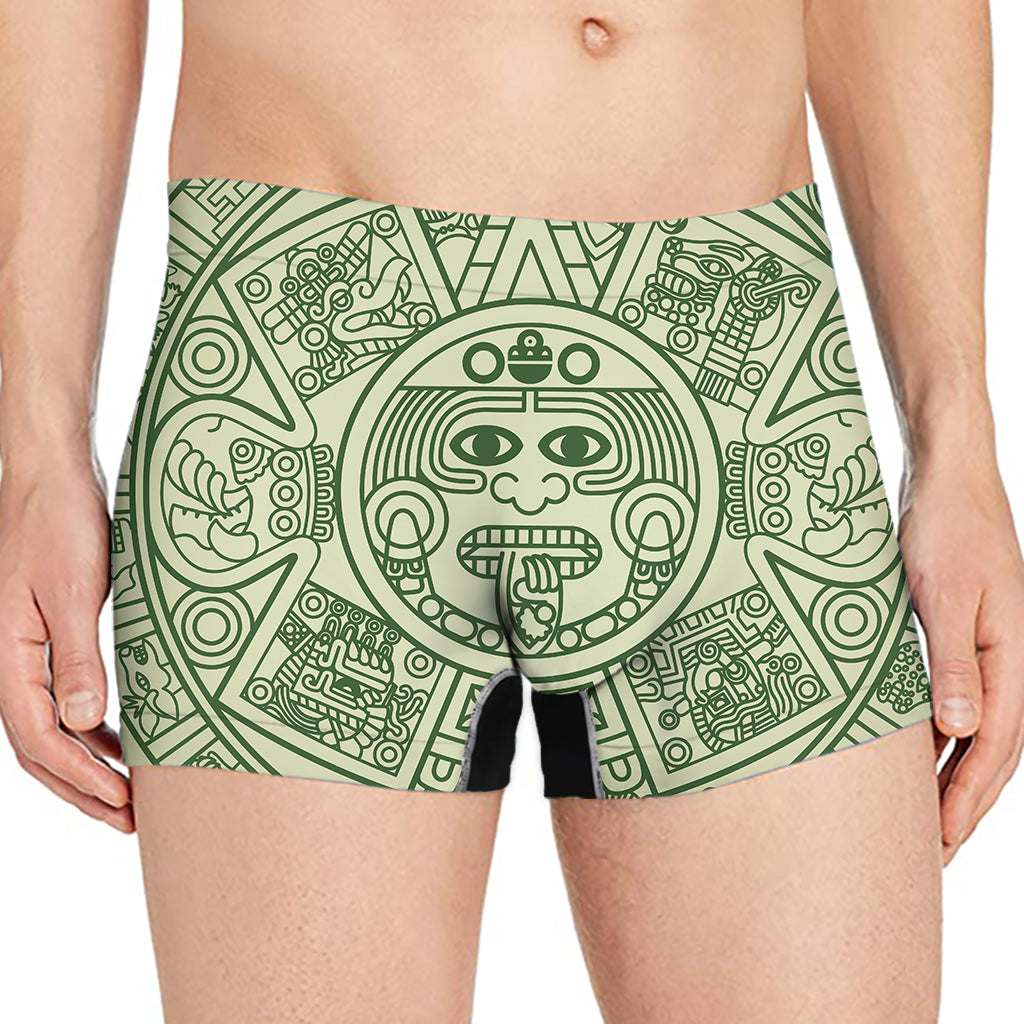 Green Maya Calendar Print Men's Boxer Briefs