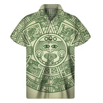 Green Maya Calendar Print Men's Short Sleeve Shirt
