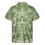 Green Maya Calendar Print Men's Short Sleeve Shirt