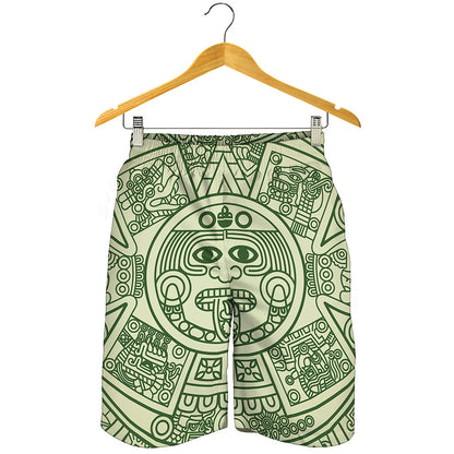 Green Maya Calendar Print Men's Shorts