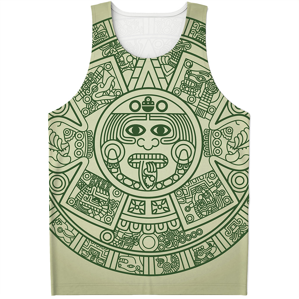Green Maya Calendar Print Men's Tank Top
