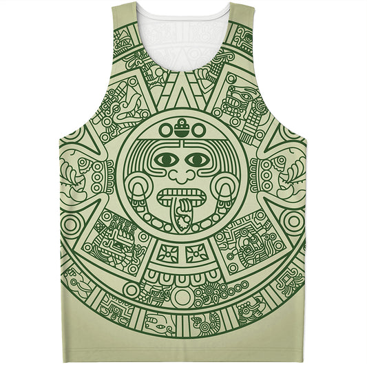 Green Maya Calendar Print Men's Tank Top