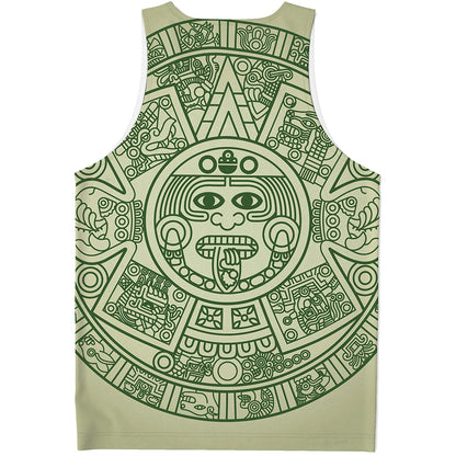 Green Maya Calendar Print Men's Tank Top