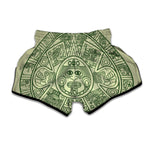 Green Maya Calendar Print Muay Thai Boxing Shorts