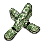 Green Maya Calendar Print Muay Thai Shin Guard