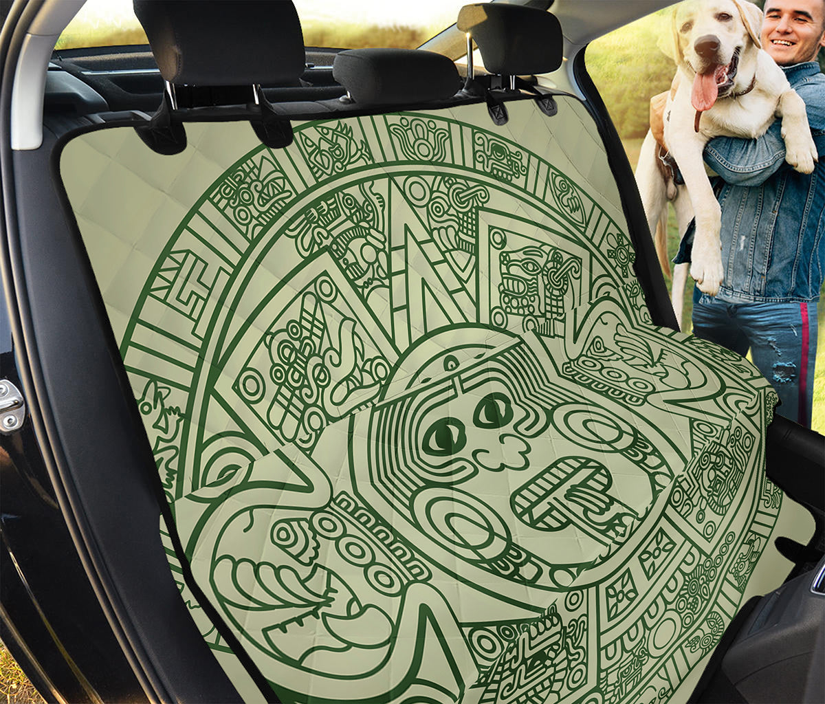 Green Maya Calendar Print Pet Car Back Seat Cover