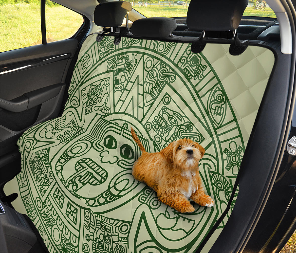 Green Maya Calendar Print Pet Car Back Seat Cover