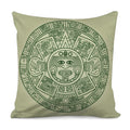 Green Maya Calendar Print Pillow Cover
