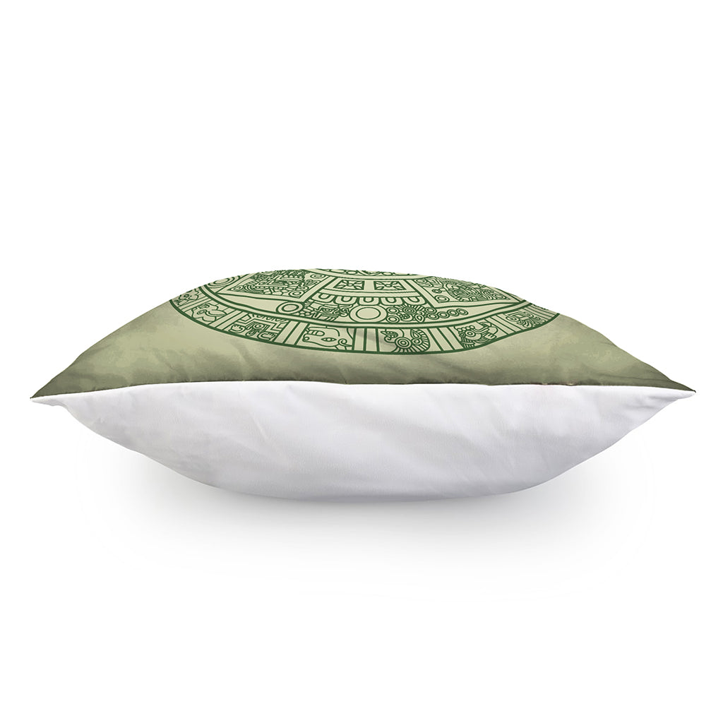 Green Maya Calendar Print Pillow Cover