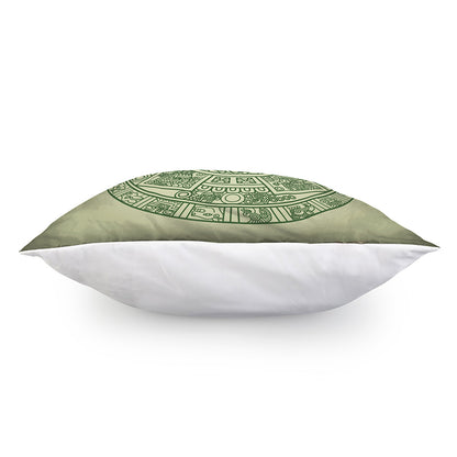 Green Maya Calendar Print Pillow Cover