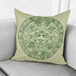 Green Maya Calendar Print Pillow Cover