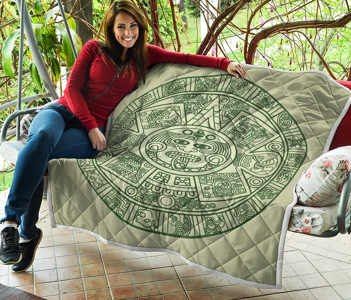 Green Maya Calendar Print Quilt