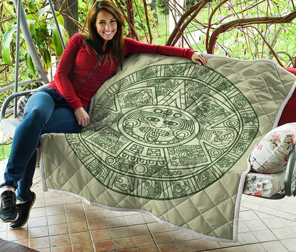 Green Maya Calendar Print Quilt