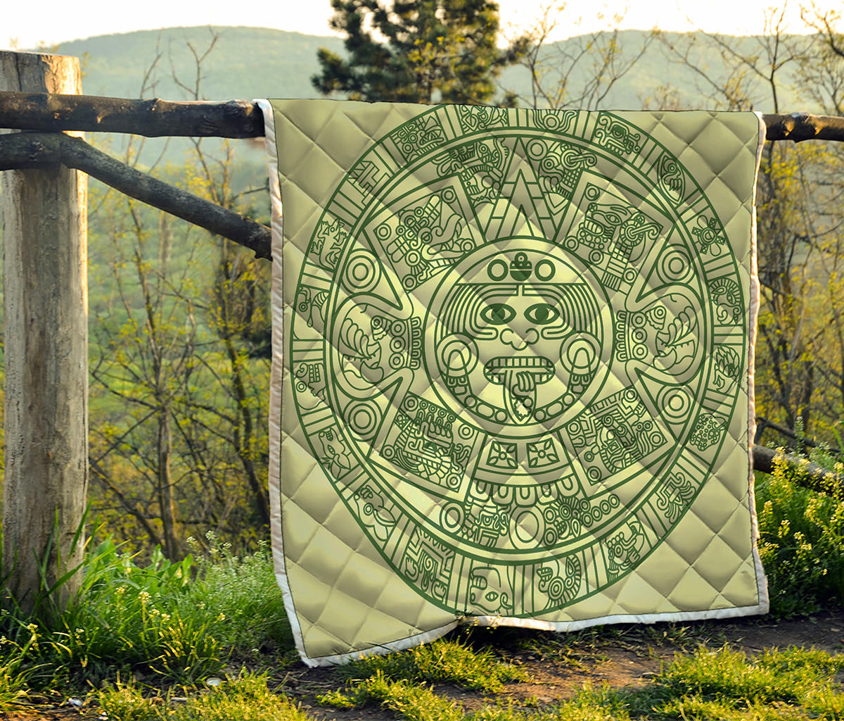Green Maya Calendar Print Quilt