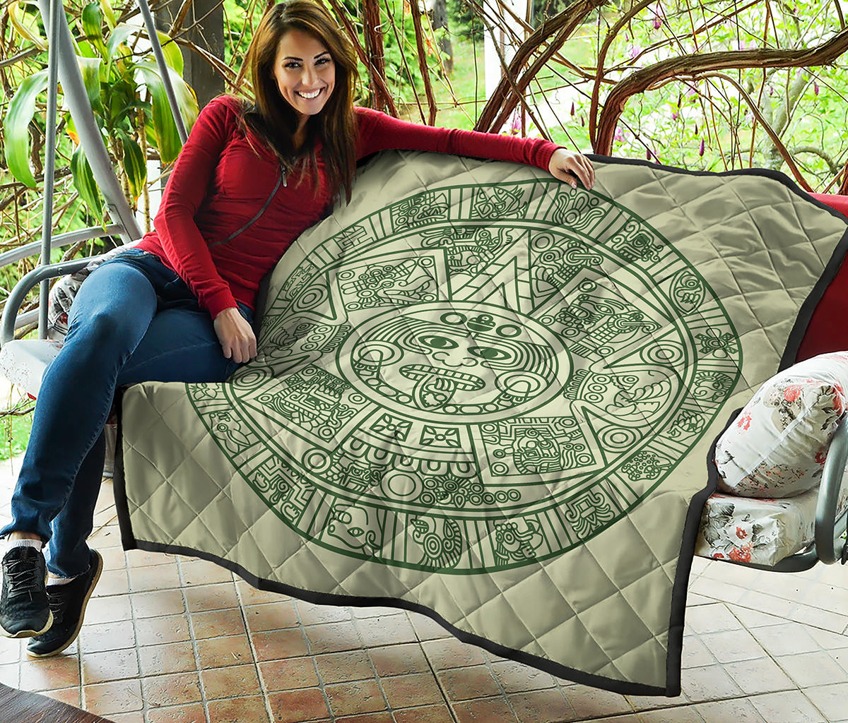 Green Maya Calendar Print Quilt