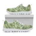 Green Maya Calendar Print White Running Shoes