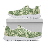 Green Maya Calendar Print White Sneakers