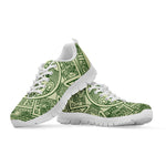 Green Maya Calendar Print White Sneakers