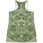 Green Maya Calendar Print Women's Racerback Tank Top