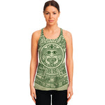 Green Maya Calendar Print Women's Racerback Tank Top