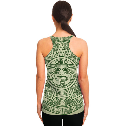 Green Maya Calendar Print Women's Racerback Tank Top