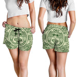 Green Maya Calendar Print Women's Shorts